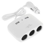 Sumex Φορτιστής Αυτοκινήτου  Λευκός Pulse με Θύρες: 2xUSB 3xΑναπτήρα μαζί με Καλώδιο Ενσωματωμένο Κωδικός: MLS511W