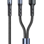 Usams US-SJ555 Braided USB 2.0 Cable USB-C male - 2x 3.5mm male Μαύρο 1.2m (SJ555YP01)