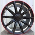 Mercedes Style 119 9x18 5x112 ET43 Black Glossy Lip Red