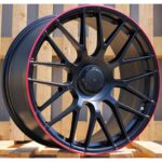 Mercedes Style 912 8x18 5x112 ET45 Black Matt Lip Red