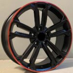 VW Style 1415 7.5x18 5x112 ET45 Black Matt Lip Red