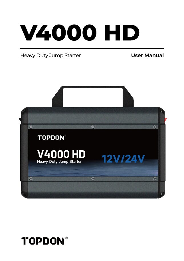 Topdon V4000 HD Φορητός Εκκινητής Μπαταρίας Αυτοκινήτου 4000A με Φακό 12/24V - Image 6