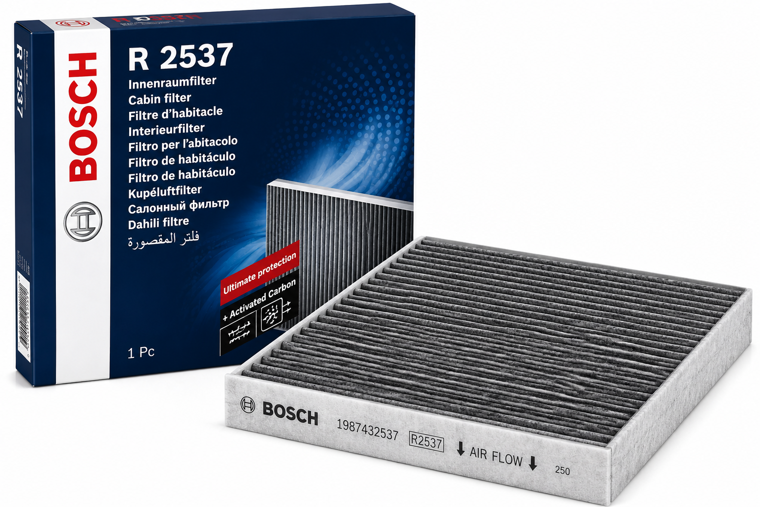 BOSCH 1987432537 (R2537) Φίλτρο Καμπίνας Ενεργού Άνθρακα – Υψηλής Απόδοσης για Fiat Punto & Opel Corsa