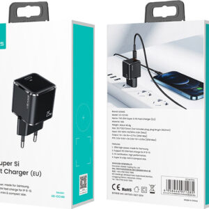 Usams Φορτιστής Χωρίς Καλώδιο με Θύρα USB-C 25W Power Delivery / Quick Charge 3.0 Μαύρος (T42)