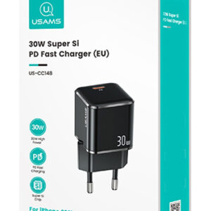 Usams Φορτιστής Χωρίς Καλώδιο με Θύρα USB-C 30W Power Delivery Μαύρος (T45)