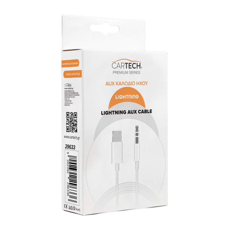 Cartech Καλώδιο Ήχου AUX σε Lightning 3.5mm 1.5m Λευκό 29633
